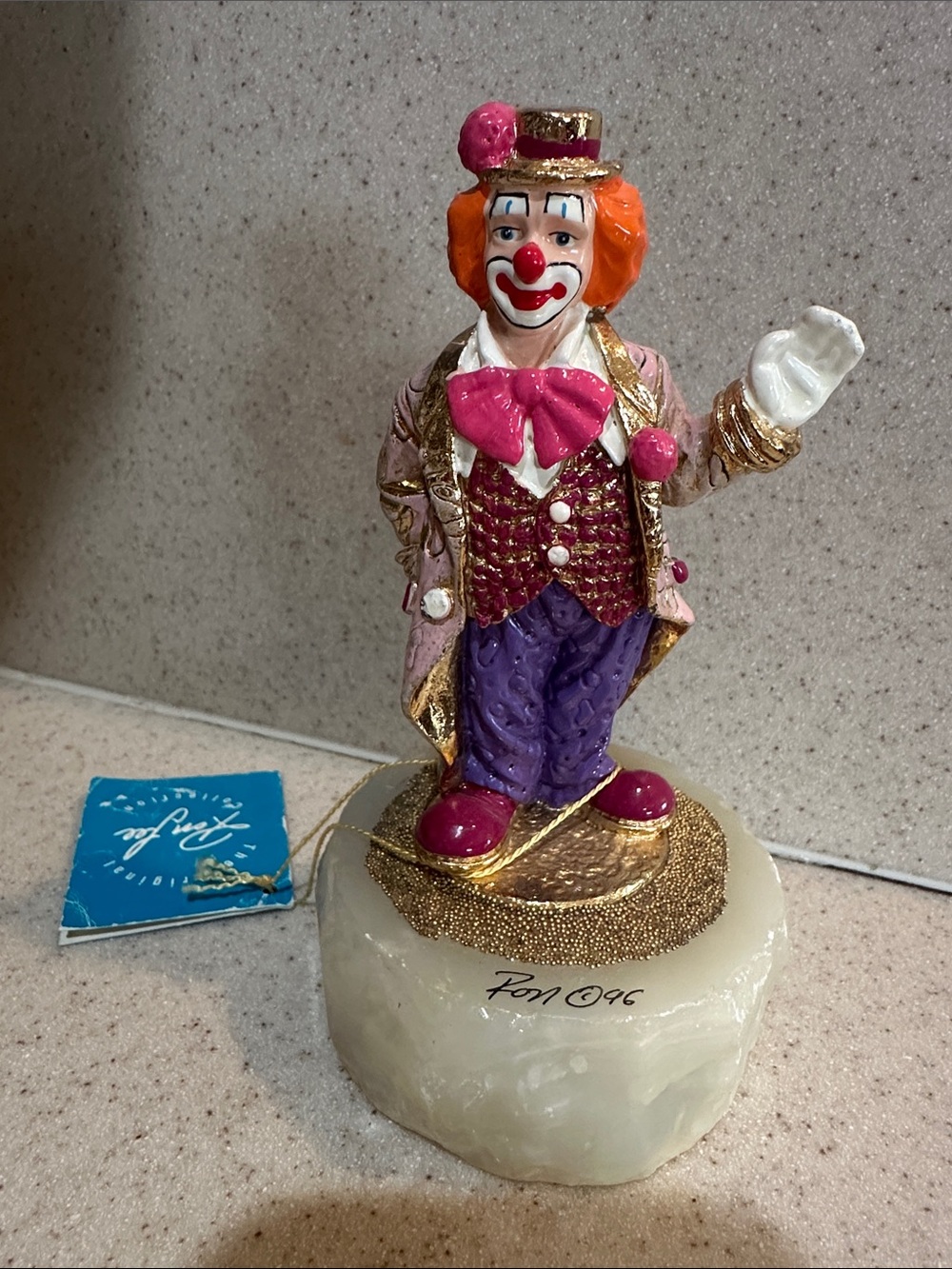 Ron Lee hand painted with 14k gold accents on stone base purple accent signed 96